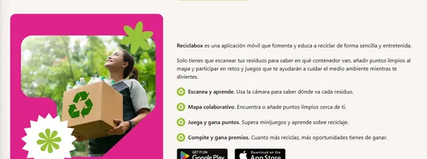 Captura del proyecto Landing Reciclabox